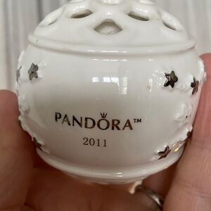 Pandora White and Silver Holiday 2011 Tree Ornement with Ribbon